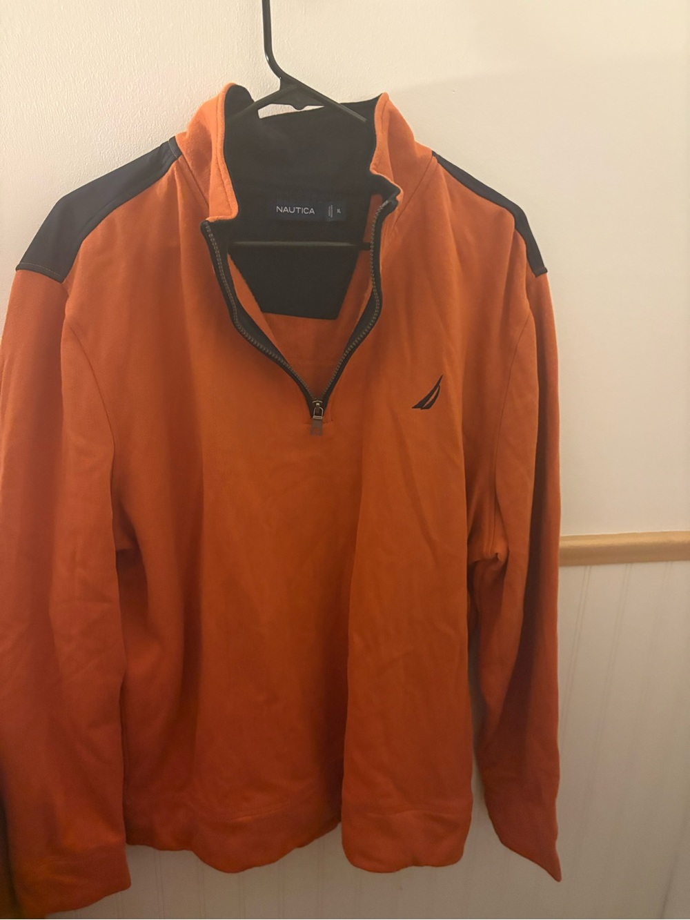 Nautica Men’s XL Orange & Navy Quarter Zip Pullover